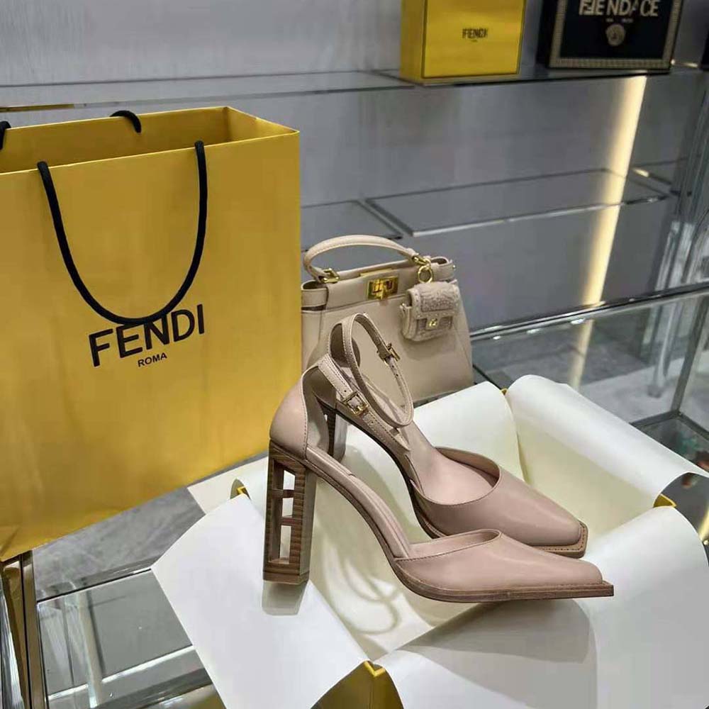 Fendi Women Cut Pink Leather High-Heeled Court Shoes - image 7