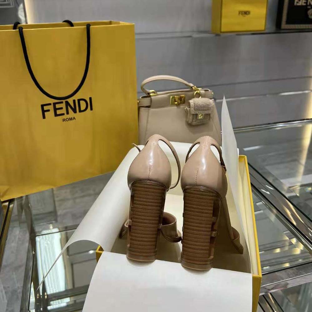 Fendi Women Cut Pink Leather High-Heeled Court Shoes - image 8