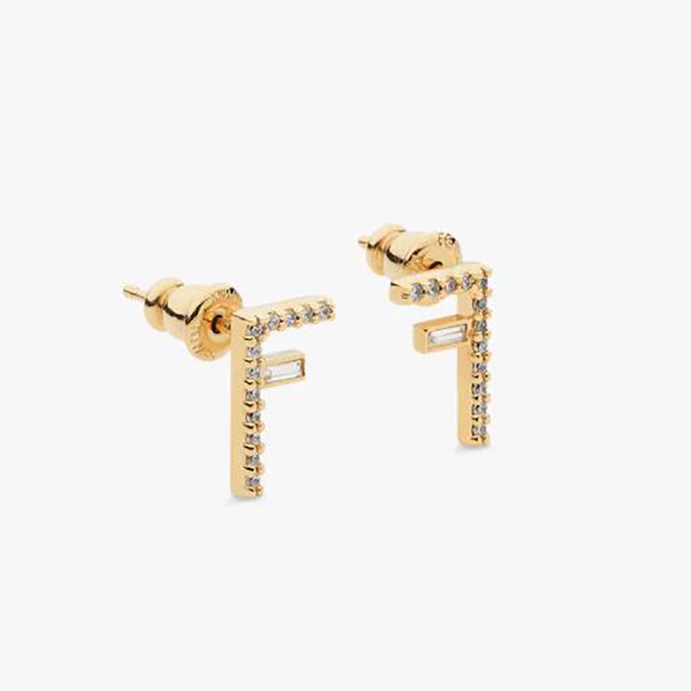 Front angle of Fendi Women Fendi First Earrings Gold-Colored