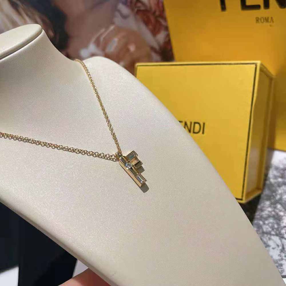 Full view of Fendi Women Fendi First Necklace Gold-Colored on white background