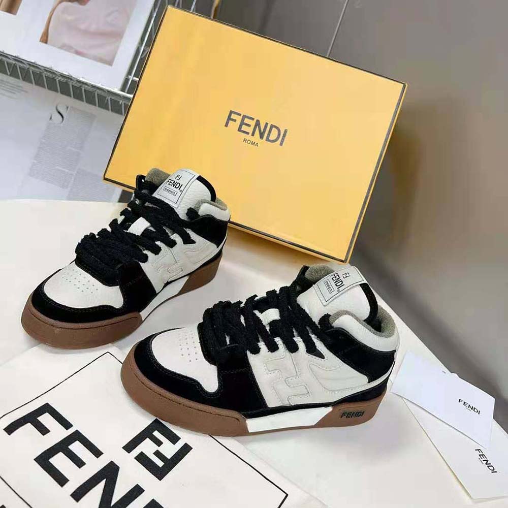 Fendi Women Fendi Match Black Leather High-Tops - image 4