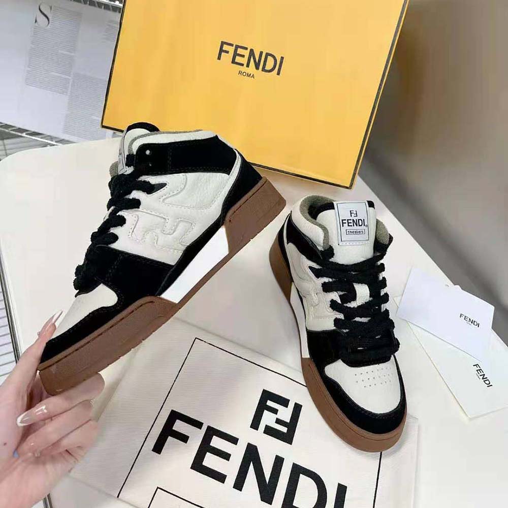 Fendi Women Fendi Match Black Leather High-Tops - image 5