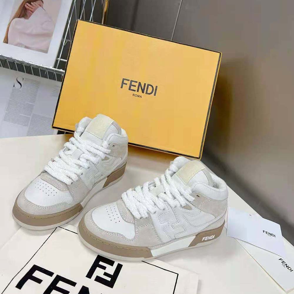 Fendi Women Fendi Match White Leather High-Tops - image 4