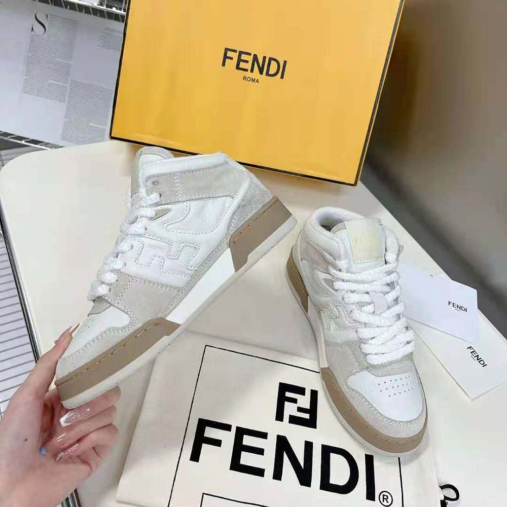 Fendi Women Fendi Match White Leather High-Tops - image 5
