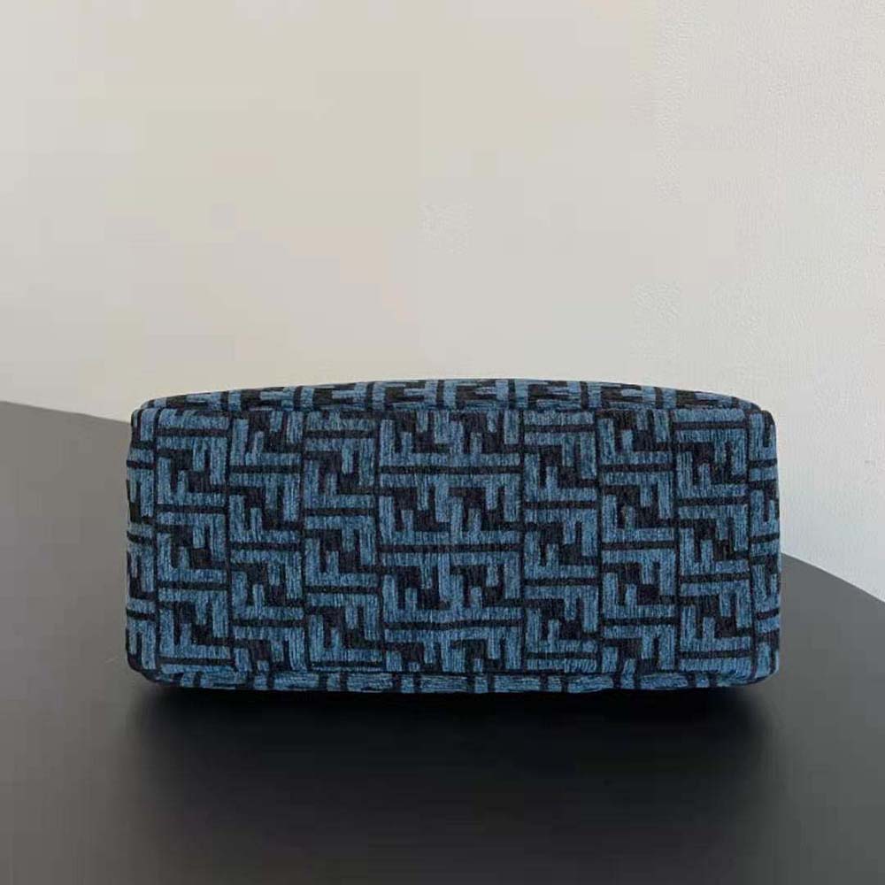 Fendi Women Fendi O’Lock Zipper Dark Blue Tapestry Fabric Bag - image 4