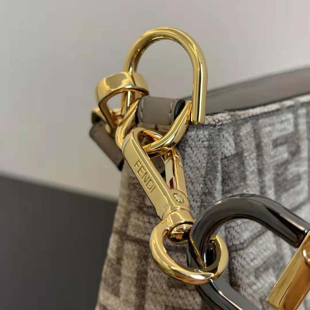Fendi Women Fendi O’Lock Zipper Dove Gray Tapestry Fabric Bag - image 6