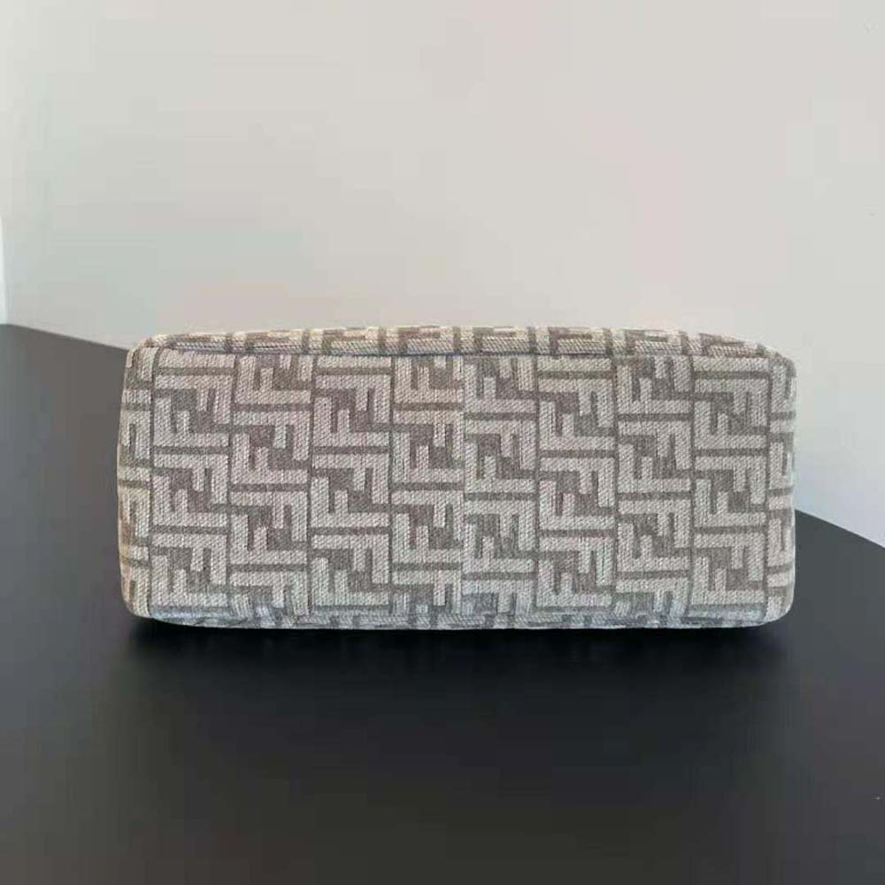 Fendi Women Fendi O’Lock Zipper Dove Gray Tapestry Fabric Bag - image 4