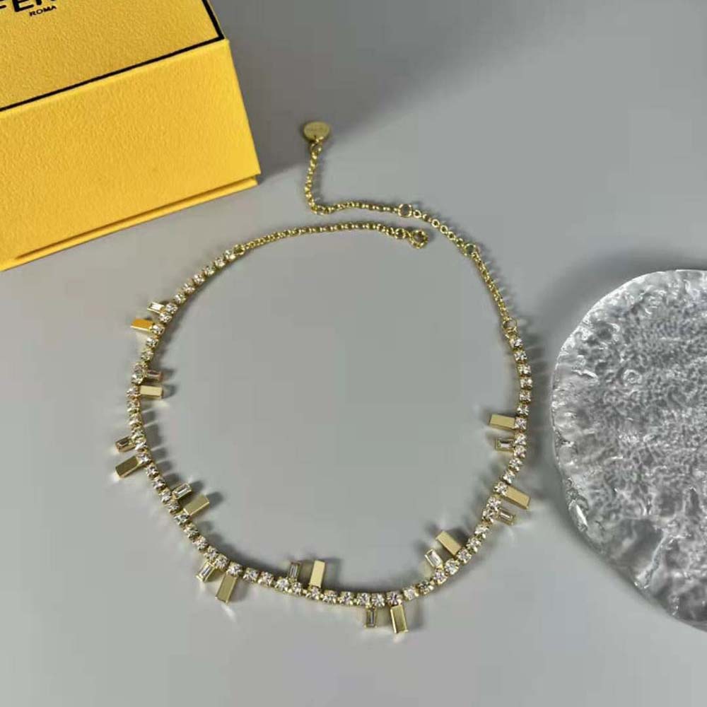 Close-up of polished gold finish on Fendi Women First Choker