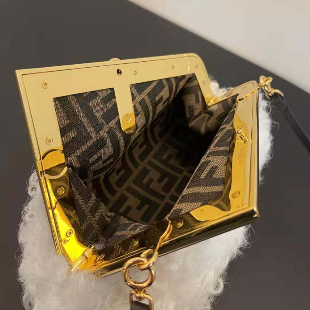 Fendi Women First Small White Mohair Wool Bag - image 6