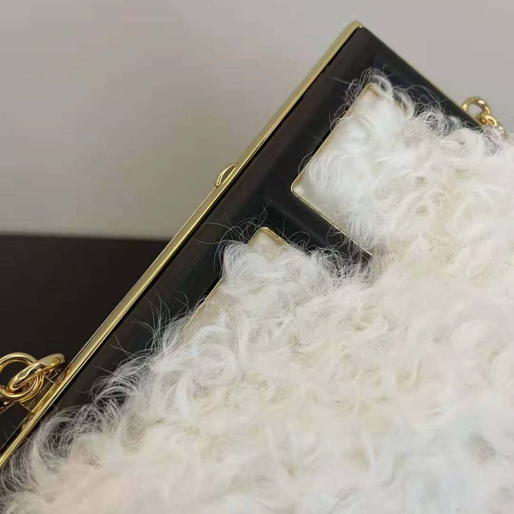 Fendi Women First Small White Mohair Wool Bag - image 9