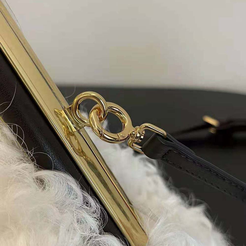 Fendi Women First Small White Mohair Wool Bag - image 7