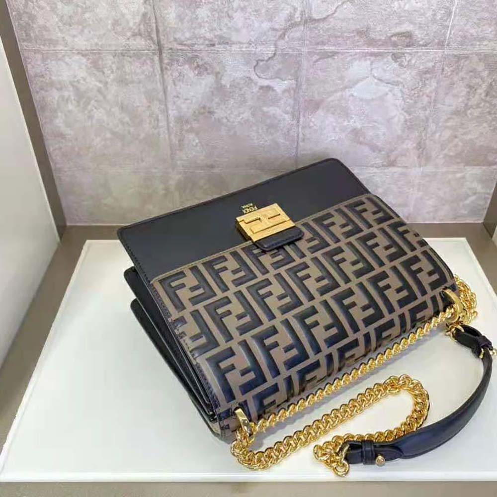 Fendi Women Kan I Black Leather Bag-Black - image 7