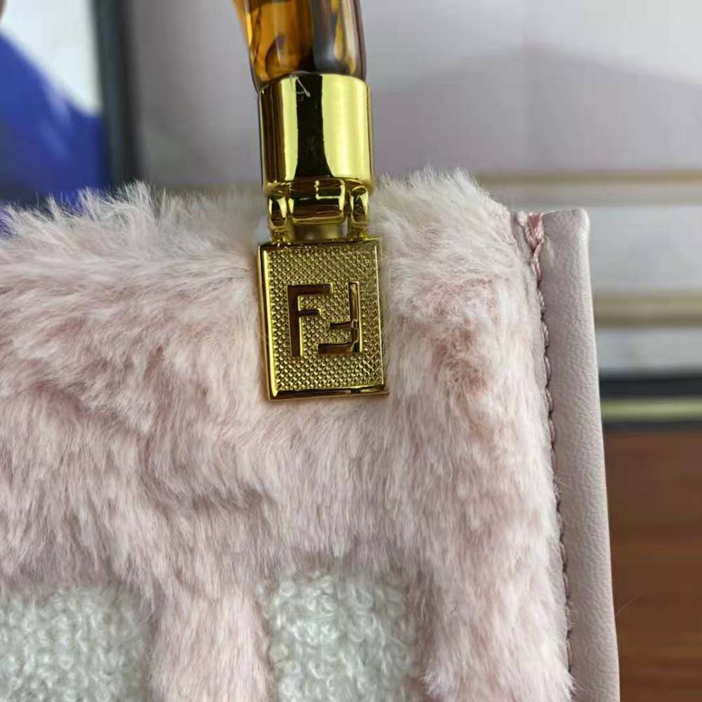 Fendi Women Mini Sunshine Shopper Pink Sheepskin Mini-Bag with Inlay - image 6