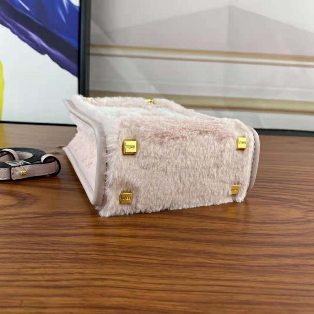 Fendi Women Mini Sunshine Shopper Pink Sheepskin Mini-Bag with Inlay - image 5