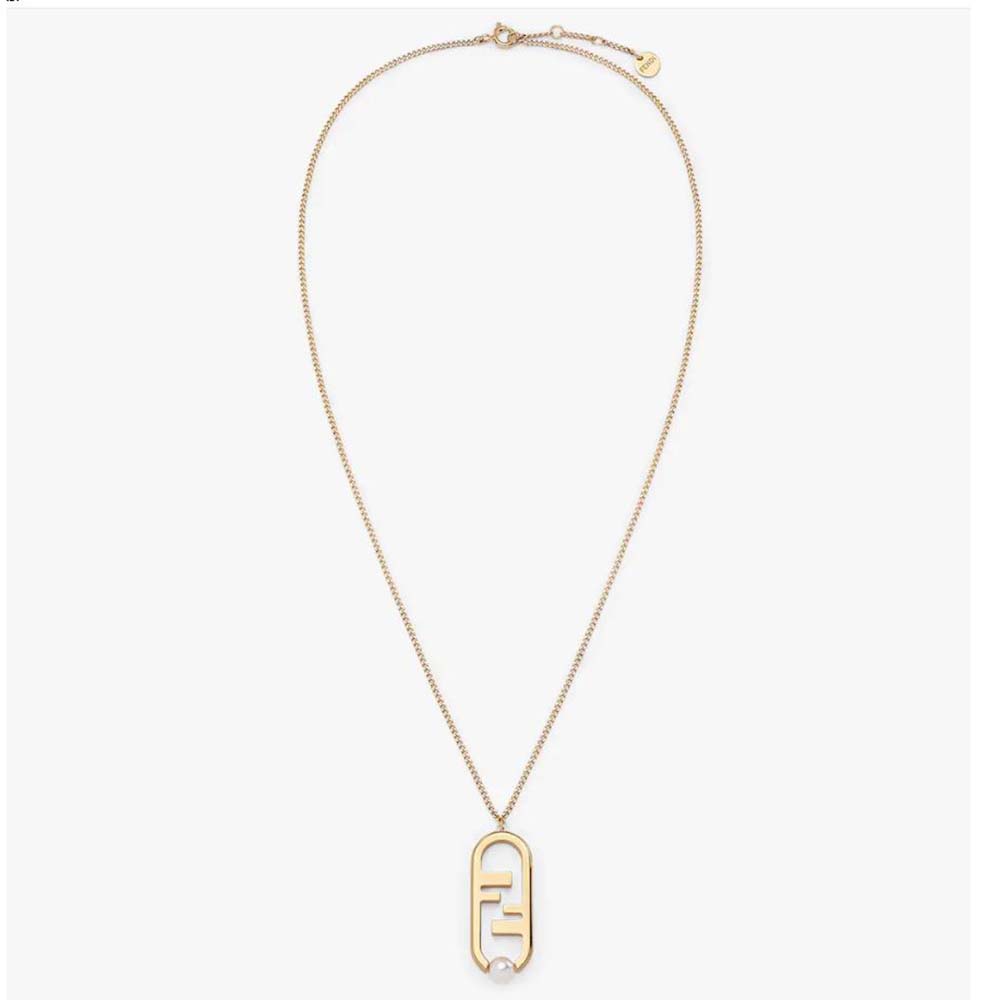 Front view of Fendi Women O’Lock Necklace Gold-colored Necklace with pendant