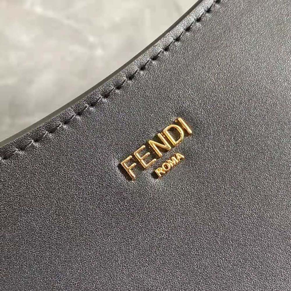 Fendi Women O’Lock Swing Black Fox Fur and Leather Pouch - image 9