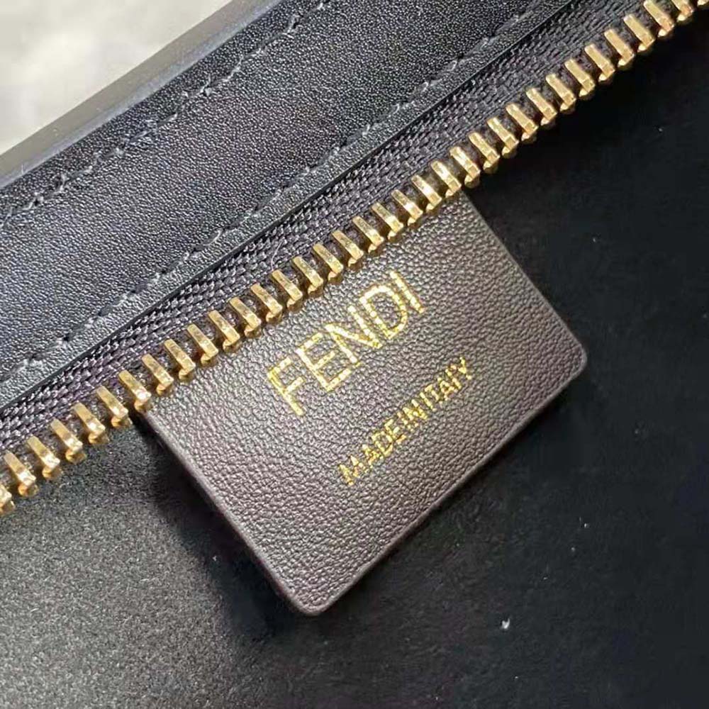Fendi Women O’Lock Swing Black Fox Fur and Leather Pouch - image 10