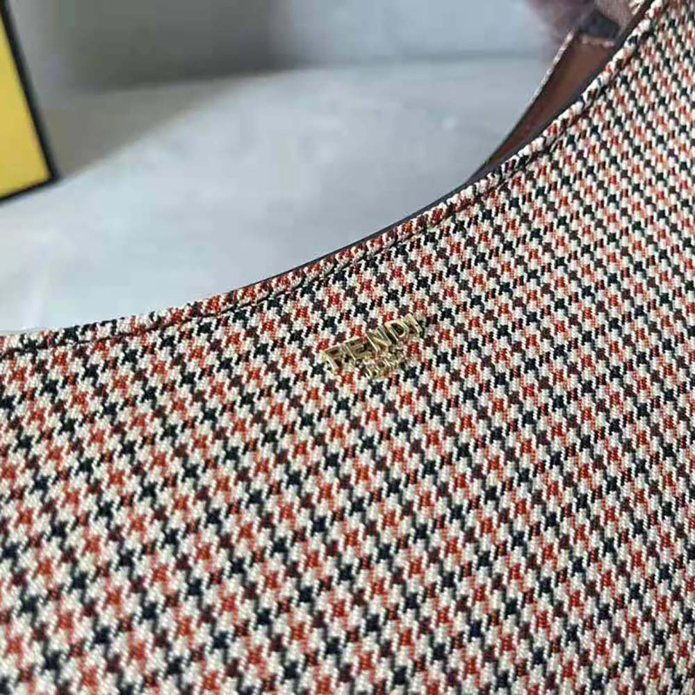 Fendi Women O’Lock Swing Brown Houndstooth Wool and Fox Fur Pouch - image 8