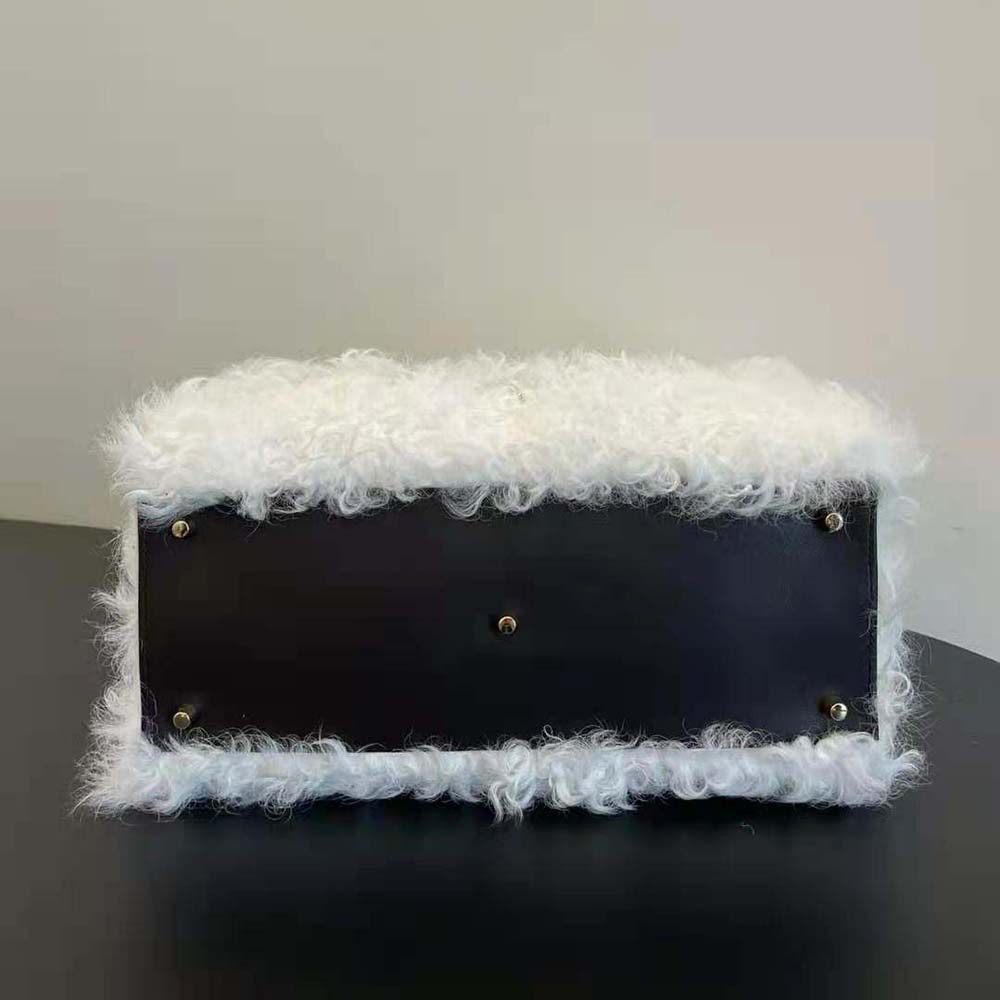 Fendi Women Sunshine Large White Mohair Shopper - image 5
