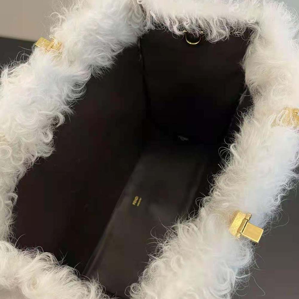 Fendi Women Sunshine Large White Mohair Shopper - image 7