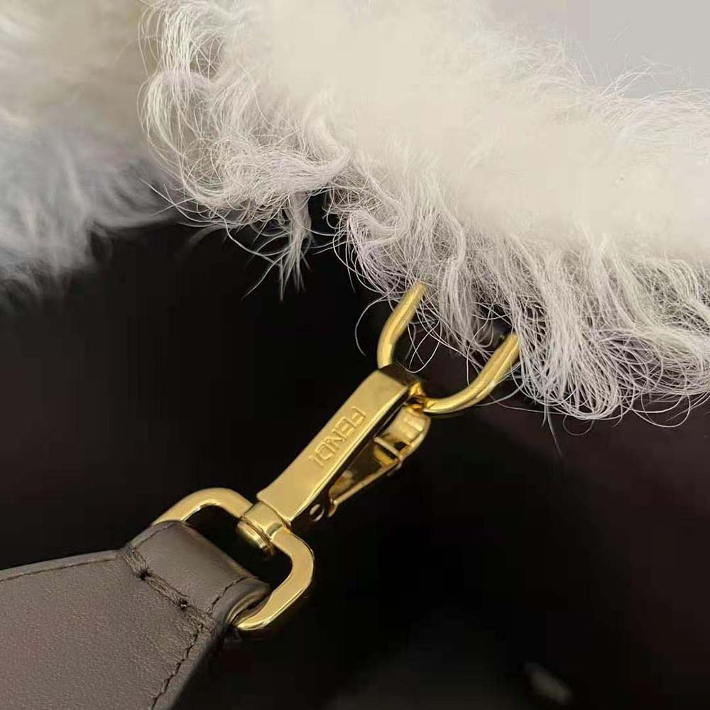 Fendi Women Sunshine Large White Mohair Shopper - image 8