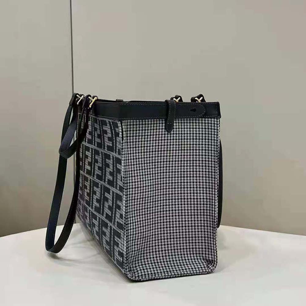 Fendi Women X-Tote Gray Houndstooth Wool Shopper with FF Embroidery - image 4