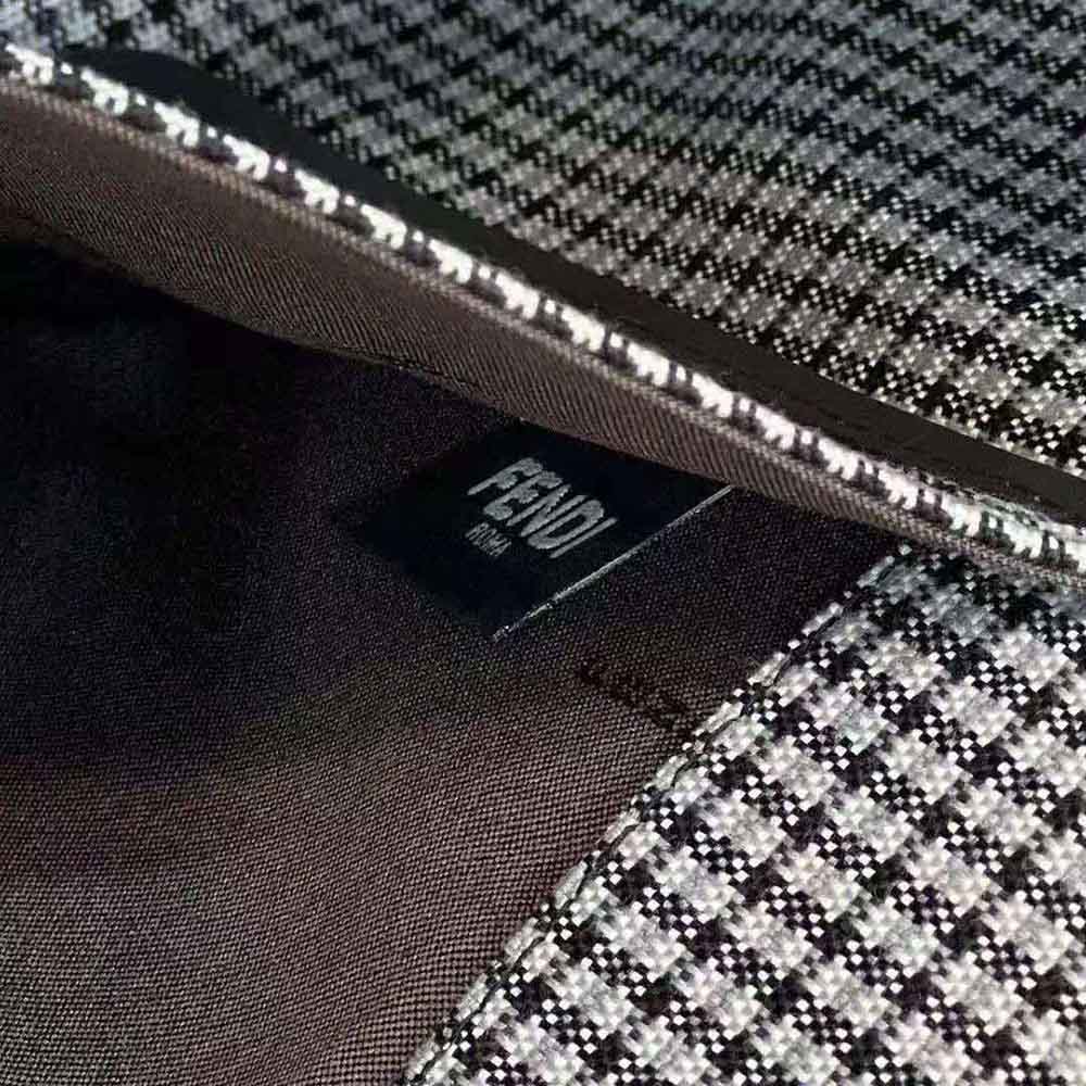 Fendi Women X-Tote Gray Houndstooth Wool Shopper with FF Embroidery - image 9