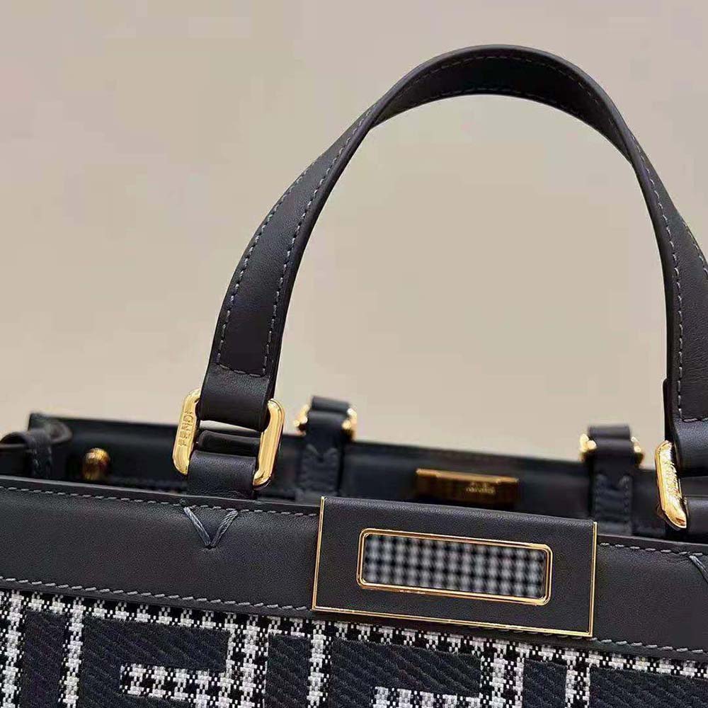 Fendi Women X-Tote Gray Houndstooth Wool Shopper with FF Embroidery - image 7