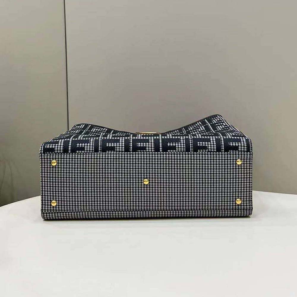 Fendi Women X-Tote Gray Houndstooth Wool Shopper with FF Embroidery - image 5