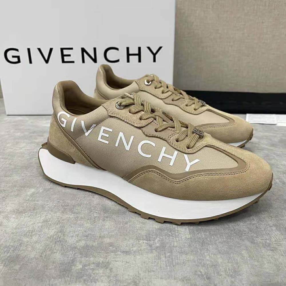 Givenchy Men GIV Runner Sneakers in Suede Leather and Nylon-Beige - image 4