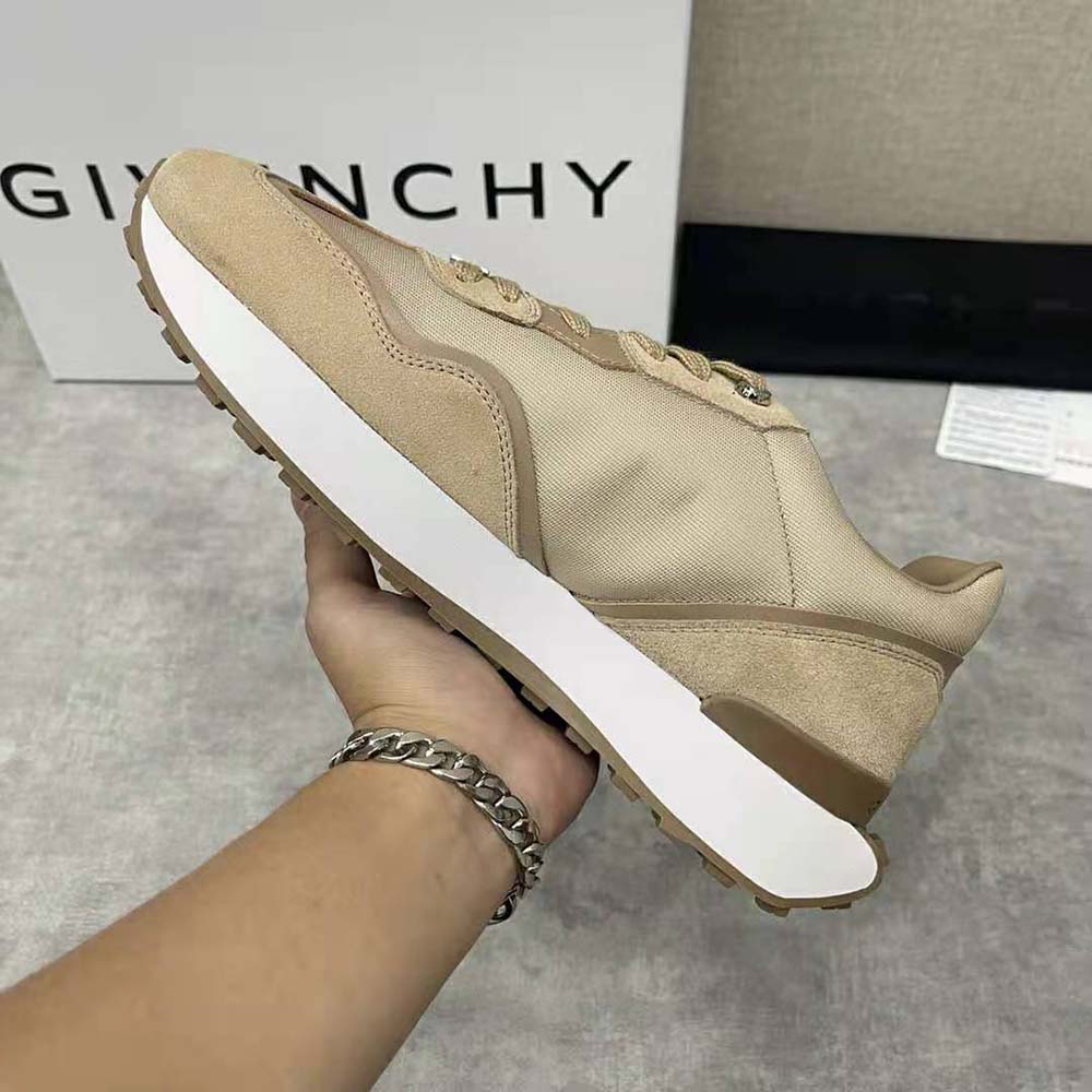 Givenchy Men GIV Runner Sneakers in Suede Leather and Nylon-Beige - image 7