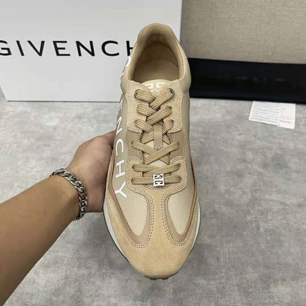 Givenchy Men GIV Runner Sneakers in Suede Leather and Nylon-Beige - image 5