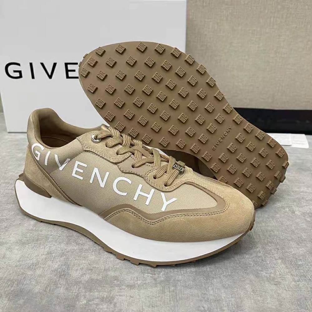 Givenchy Men GIV Runner Sneakers in Suede Leather and Nylon-Beige - image 8