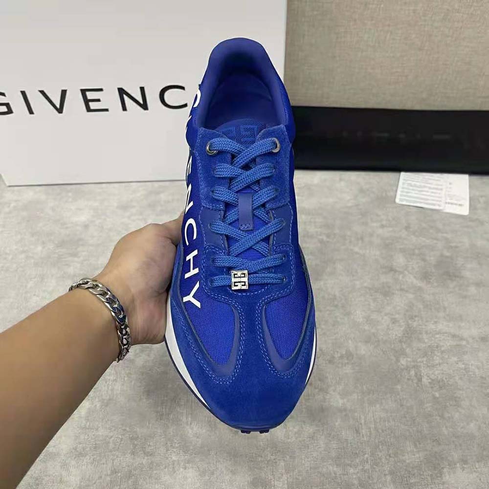 Givenchy Men GIV Runner Sneakers in Suede Leather and Nylon-Blue - image 5