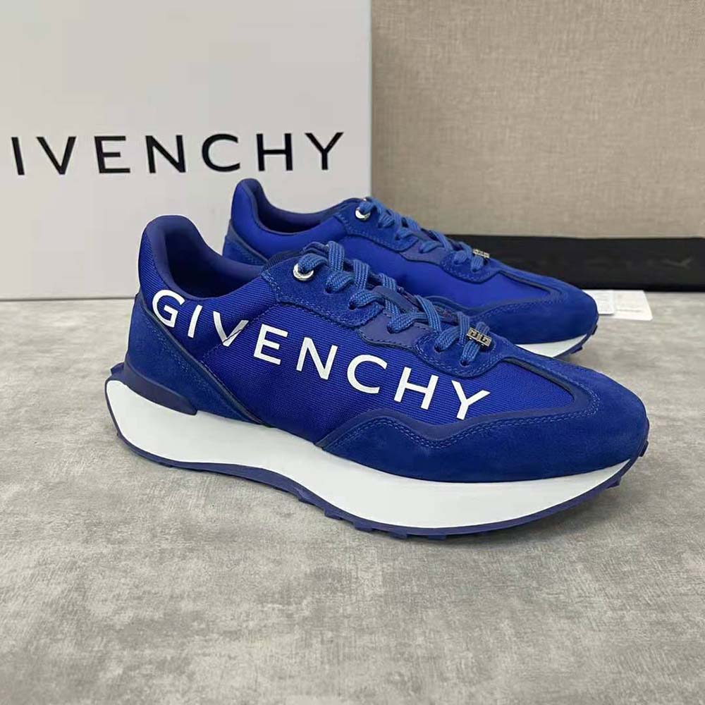 Givenchy Men GIV Runner Sneakers in Suede Leather and Nylon-Blue - image 4