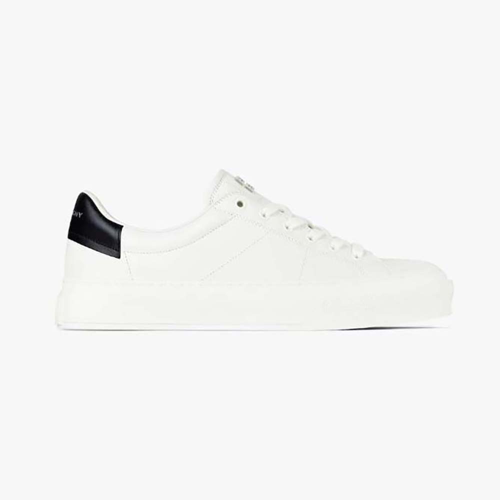 Front angle of Givenchy Unisex City Sport Sneakers in Leather-Black
