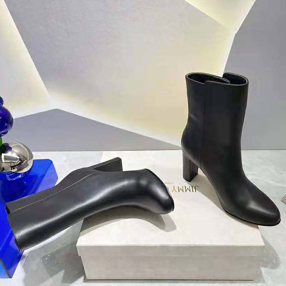 Jimmy Choo Women Black Nappa Leather Mid-Calf Boots with Pearls - image 9