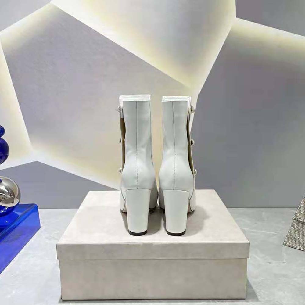 Jimmy Choo Women Rina 85 Latte Nappa Leather Mid-Calf Boots with Pearls - image 6