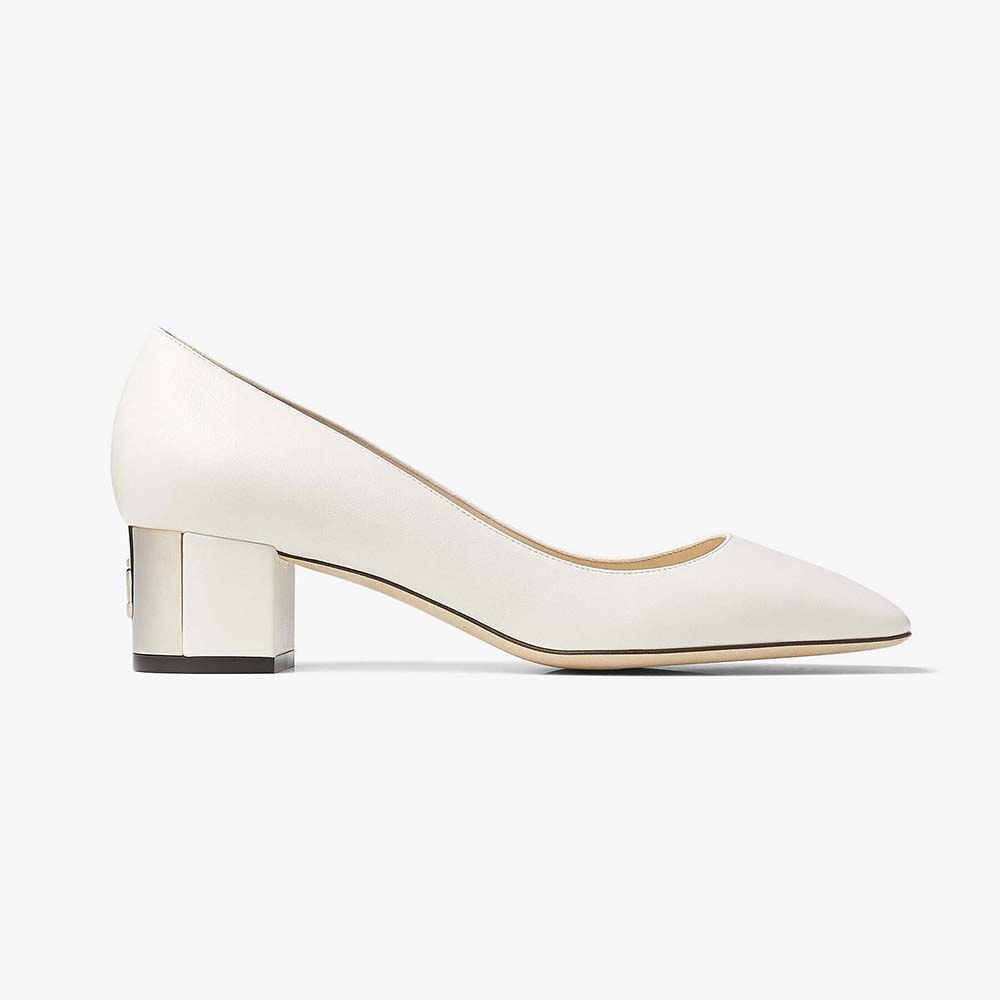 Side angle of Jimmy Choo Women Rydea Pump 45 Latte Nappa Leather Pumps