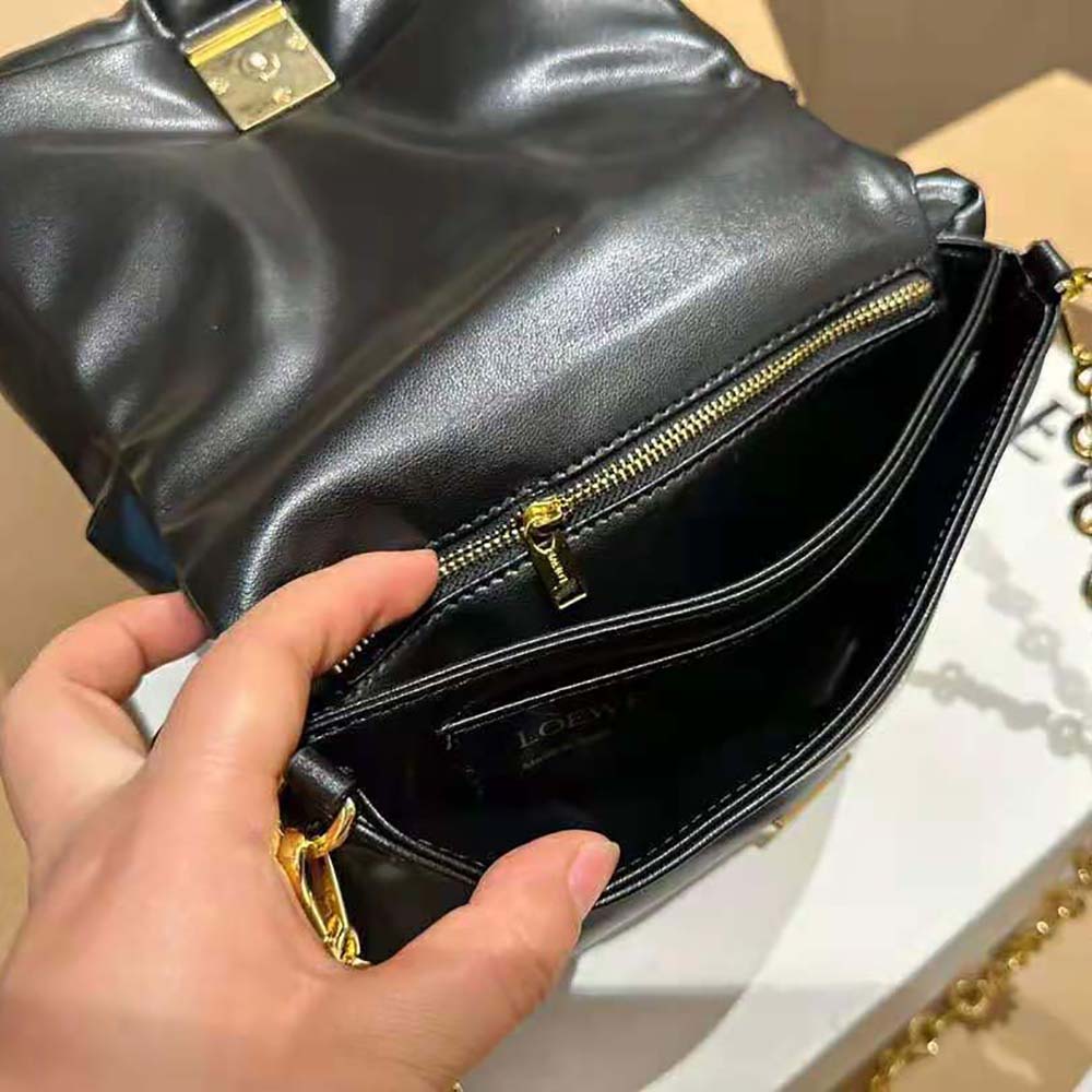 Loewe Women Puffer Goya Bag in Shiny Nappa Lambskin-Black - image 9
