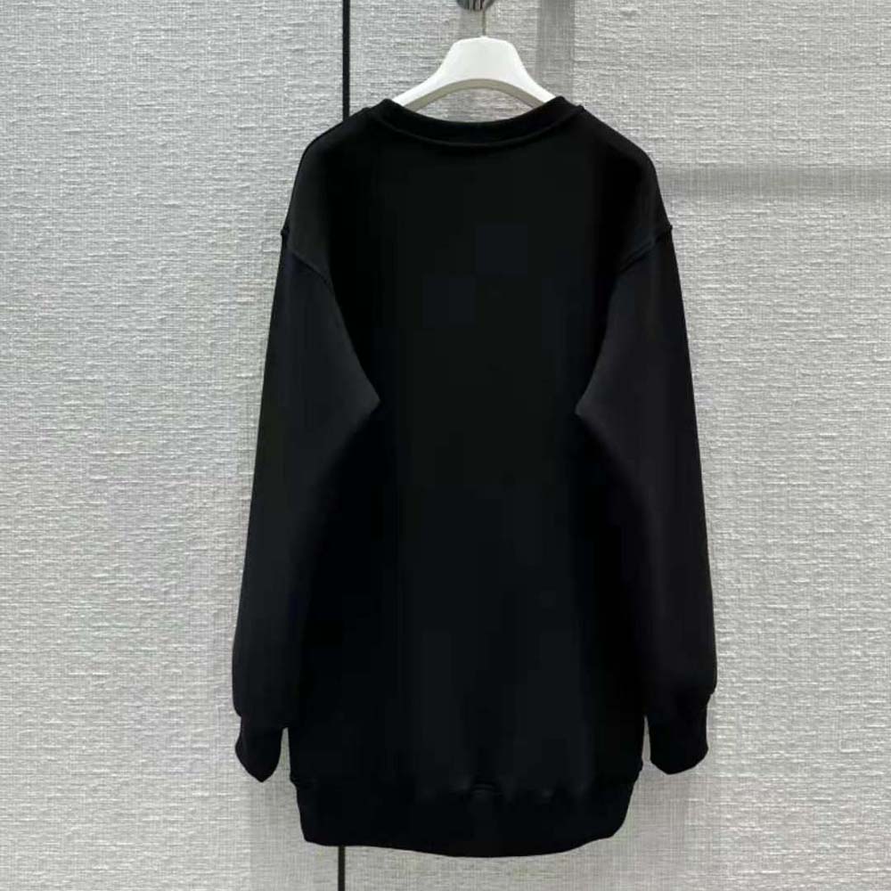 Side angle highlighting silhouette of Prada Women Cotton Fleece Mini-Dress