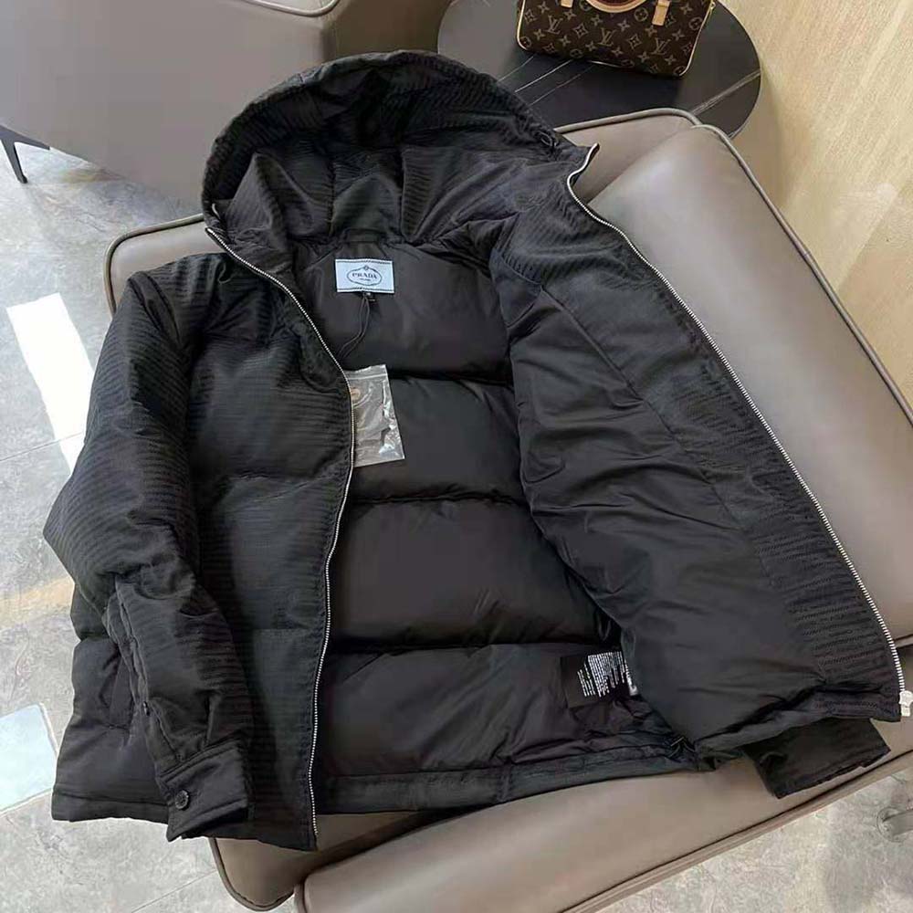 Prada Men Re-Nylon Hooded Down Jacket-Black - image 4