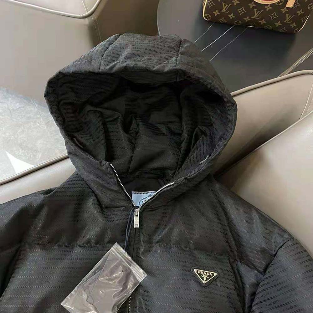 Prada Men Re-Nylon Hooded Down Jacket-Black - image 8