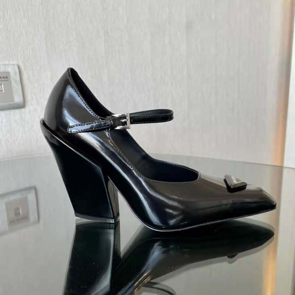 Prada Women Brushed Leather Pumps-Black - image 6