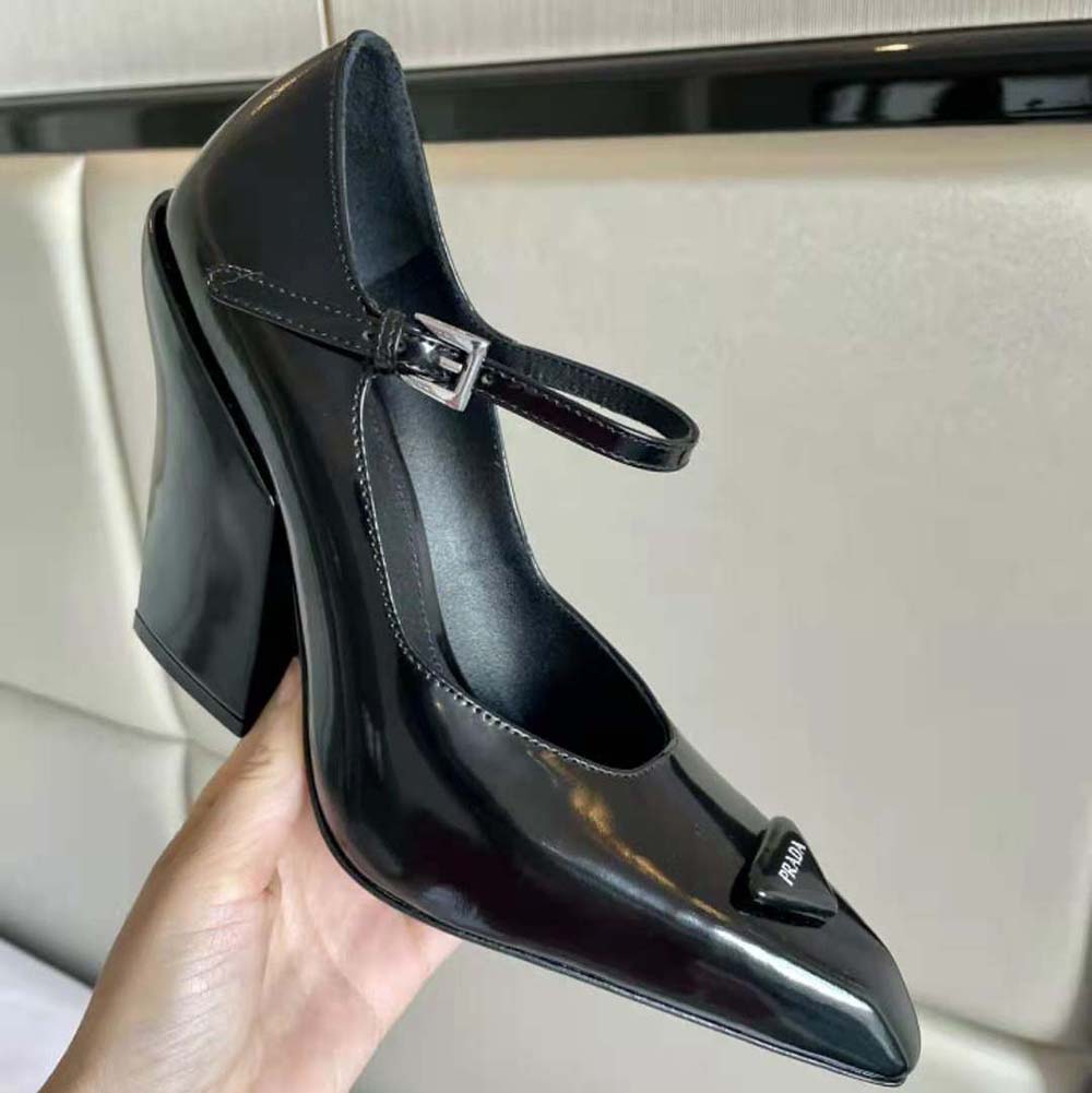 Prada Women Brushed Leather Pumps-Black - image 4