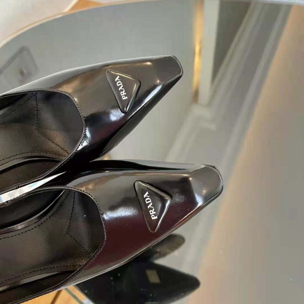Prada Women Brushed Leather Pumps-Black - image 8