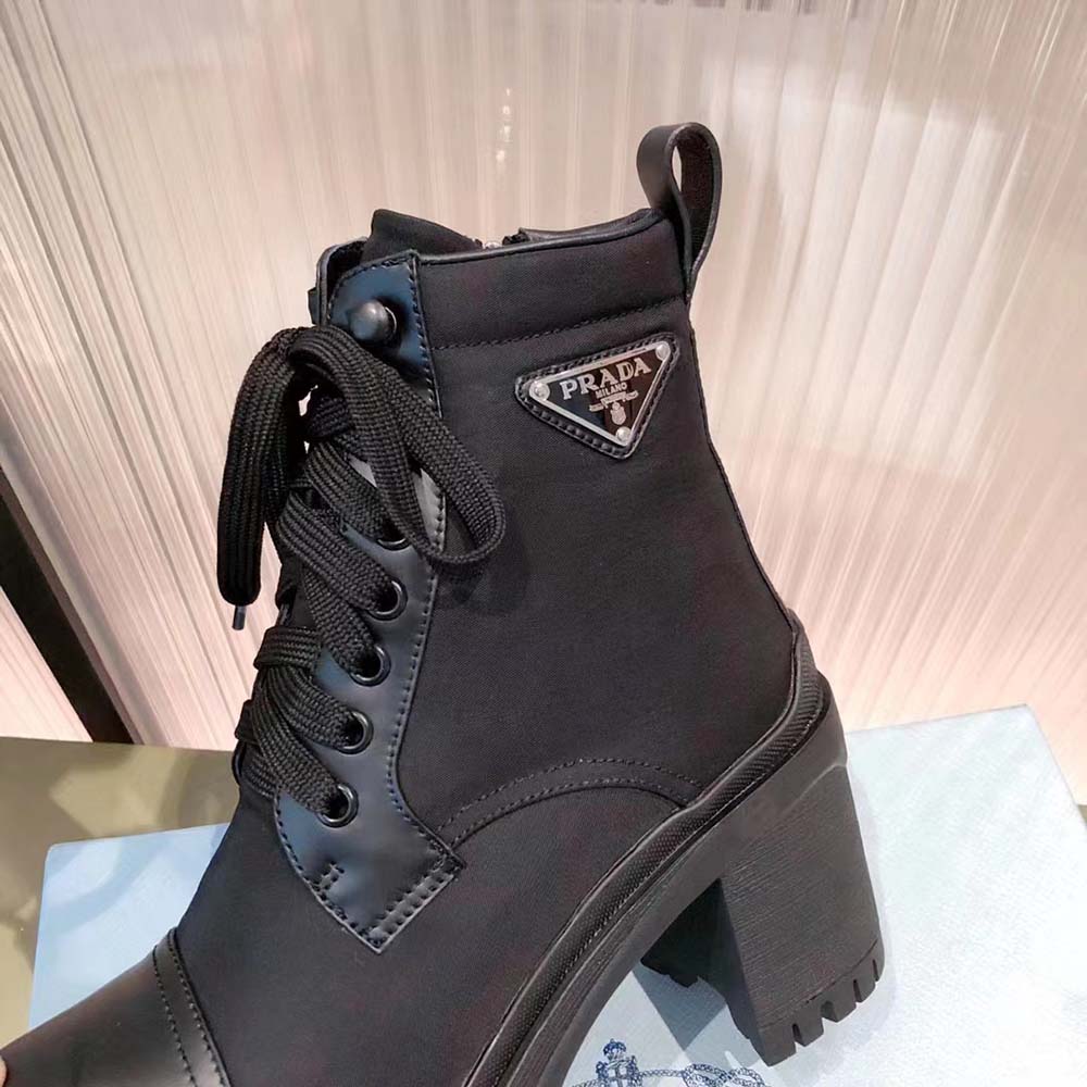 Prada Women Brushed Leather and Nylon Booties - image 6