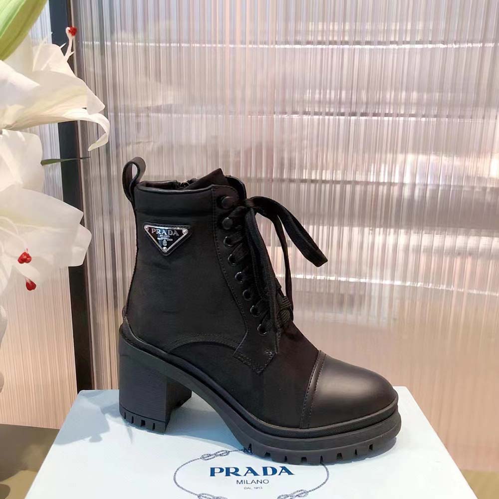 Prada Women Brushed Leather and Nylon Booties - image 5