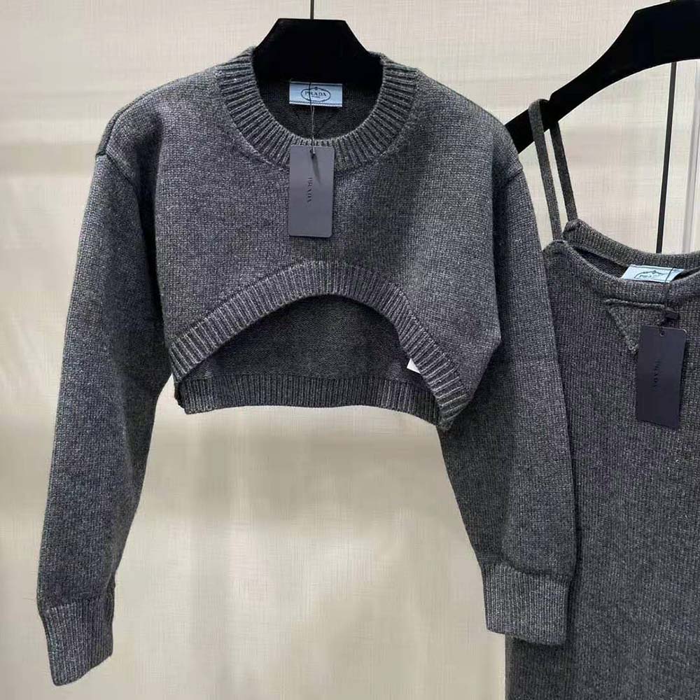 Prada Women Cashmere and Wool Sweater-Silver - image 5