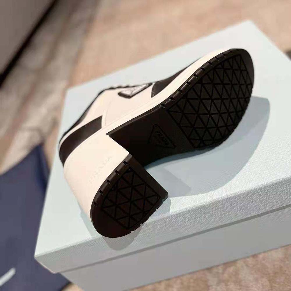 Prada Women Downtown High-Heeled Leather Sneakers-Black - image 10